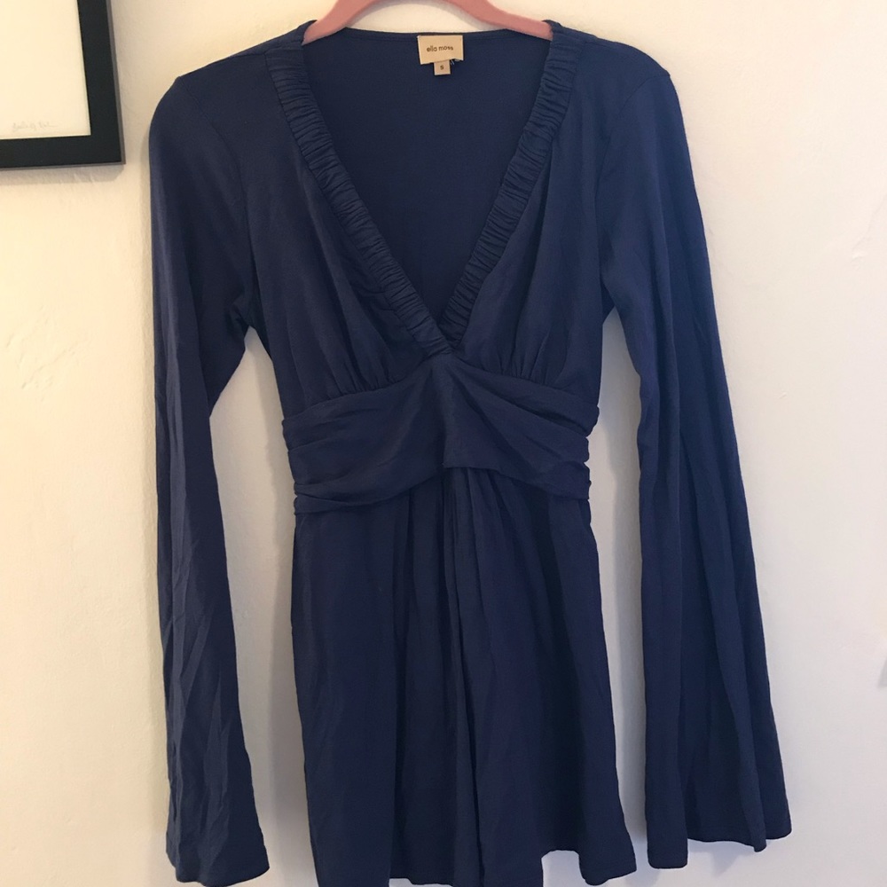 Ella Moss Midnight Blue Bell Sleeve Top